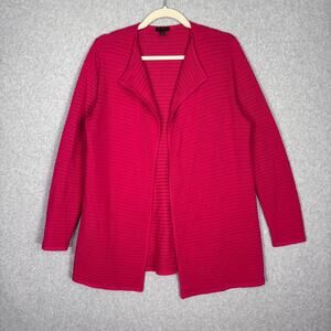 Talbots Cardigan Sweater Small‎ Pink Ribbed Open Wrap Heavy Lounge Cozy Classic